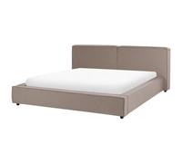 Beliani Bed Fabric Linards 180 X 200 Cm (Eu Super King) Taupe