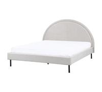 Beliani Bed Fabric Margut 160 X 200 Cm (Eu King Size) Light Grey