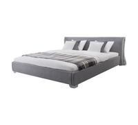 Beliani Bed Fabric Paris 140 X 200 Cm (Eu Double) Grey