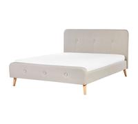 Beliani Bed Fabric Rennes 160 X 200 Cm (Eu King Size) Light Beige