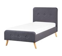 Beliani Bed Fabric Rennes 90 X 200 Cm (Eu Single) Dark Grey