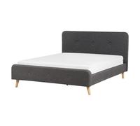 Beliani Bed Fabric Rennes Ii 160 X 200 Cm (Eu King Size) Dark Grey