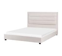 Beliani Bed Fabric Rouen 160 X 200 Cm (Eu King Size) Light Beige
