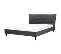Beliani Bed Fabric Saverne 160 X 200 Cm (Eu King Size) Dark Grey