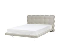 Beliani Bed Fabric Soulisse 140 X 200 Cm (Eu Double) Beige