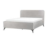 Beliani Bed Fabric Valognes 160 X 200 Cm (Eu King Size) Light Grey
