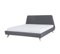 Beliani Bed Fabric Vienne 180 X 200 Cm (Eu Super King) Grey