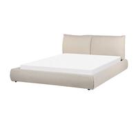 Beliani Bed Fabric Vinay 160 X 200 Cm Eu King Size Beige