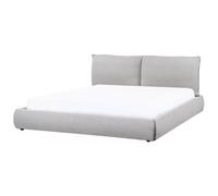 Beliani Bed Fabric Vinay 180 X 200 Cm (Eu Super King) Light Grey