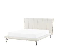 Beliani Bed Faux Leather Betin 160 X 200 Cm (Eu King Size) Light Beige