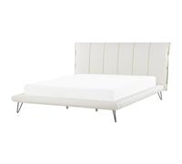 Beliani Bed Faux Leather Betin 180 X 200 Cm (Eu Super King) Light Beige