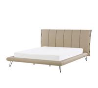 Beliani Bed Faux Leather Betin 180 X 200 Cm (Eu Super King) Sand Beige