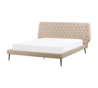 Beliani Bed Faux Leather Essonne 160 X 200 Cm Eu King Size Beige