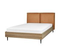 Beliani Bed Faux Leather Limanton 140 X 200 Cm (Eu Double) Golden Brown