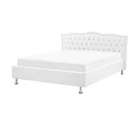 Bed Faux Leather METZ 140 x 200 cm (EU Double) White