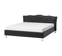 Bed Faux Leather METZ 160 x 200 cm (EU King Size) Black