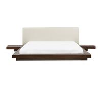 Beliani Bed Faux Leather Zen 180 X 200 Cm Eu Super King Dark Ash Wood