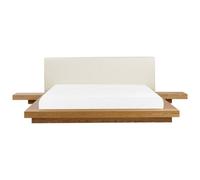Beliani Bed Faux Leather Zen 180 X 200 Cm (Eu Super King) Natural Ash Wood