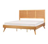 Beliani Bed Istres 180 X 200 Cm Eu Super King Brown Ash Wood