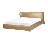 Leather EU Super King Size Bed Gold PARIS