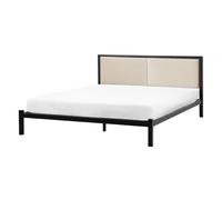 Beliani Bed Metal Clamart 140 X 200 Cm (Eu Double) Light Beige