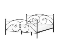 Beliani Bed Metal Dinard 140 X 200 Cm Eu Double Black, Black