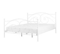 Beliani Bed Metal Dinard 180 X 200 Cm Eu Super King White, White