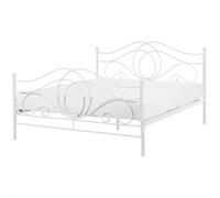 Beliani Bed Metal Lyra 160 X 200 Cm Eu King Size White, White