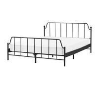 Beliani Bed Metal Mauressac 160 X 200 Cm Eu King Size Black, Black