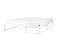 Beliani Bed Metal Viry 180 X 200 Cm Eu Super King White, White