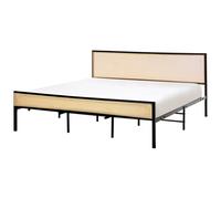 Beliani Bed Pe Rattan Avanton 180 X 200 Cm Eu Super King Black, Black