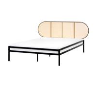 Beliani Bed Pe Rattan Boulin 140 X 200 Cm (Eu Double) Black