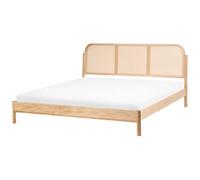 Beliani Bed Pine Wood Archail 180 X 200 Cm (Eu Super King) Light Brown