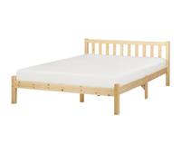 Beliani Bed Pine Wood Florac 140 X 200 Cm (Eu Double) Light Brown