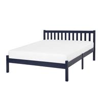 Beliani Bed Pine Wood Florac 140 X 200 Cm Eu Double Navy Blue, Blue