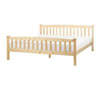 Beliani Bed Pine Wood Giverny 180 X 200 Cm (Eu Super King) Light Brown