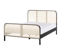 Beliani Bed Pine Wood Gonfaron 140 X 200 Cm Eu Double Black, Black