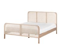 Beliani Bed Pine Wood Gonfaron 160 X 200 Cm (Eu King Size) Light Brown