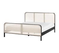 Beliani Bed Pine Wood Gonfaron 180 X 200 Cm (Eu Super King) Black