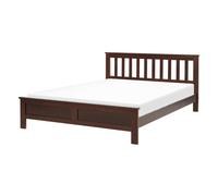 Beliani Bed Pine Wood Mayenne 140 X 200 Cm Eu Double Dark Brown