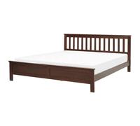 Beliani Bed Pine Wood Mayenne 180 X 200 Cm Eu Super King Dark Brown