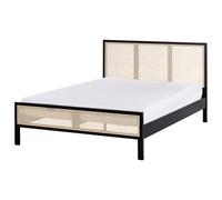 Bed Pine Wood SALERNAS 140 x 200 cm (EU Double) Black