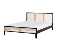 Bed Pine Wood SALERNAS 160 x 200 cm (EU King Size) Black