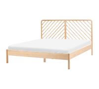 Beliani Bed Pine Wood Sephos 180 X 200 Cm (Eu Super King) Light Brown