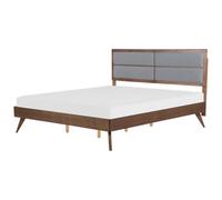 Beliani Bed Poissy 180 X 200 Cm Eu Super King Dark Ash Wood, Grey