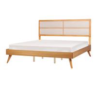 Beliani Bed Poissy 180 X 200 Cm Eu Super King Brown Ash Wood