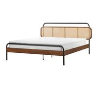 Beliani Bed Rattan Boussicourt 160 X 200 Cm (Eu King Size) Dark Brown