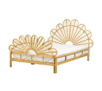 Beliani Bed Rattan Florentine 140 X 200 Cm Eu Double Light Brown