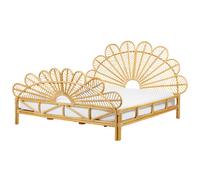 Beliani Bed Rattan Florentine 180 X 200 Cm Eu Super King Light Brown