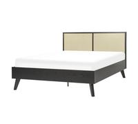 Beliani Bed Rattan Monpazier 140 X 200 Cm (Eu Double) Black